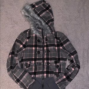 PLAID JACKET WITH HOOD